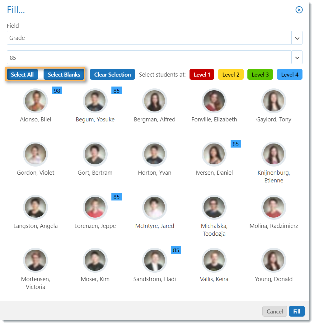 Filling Report Card Fields Edsby