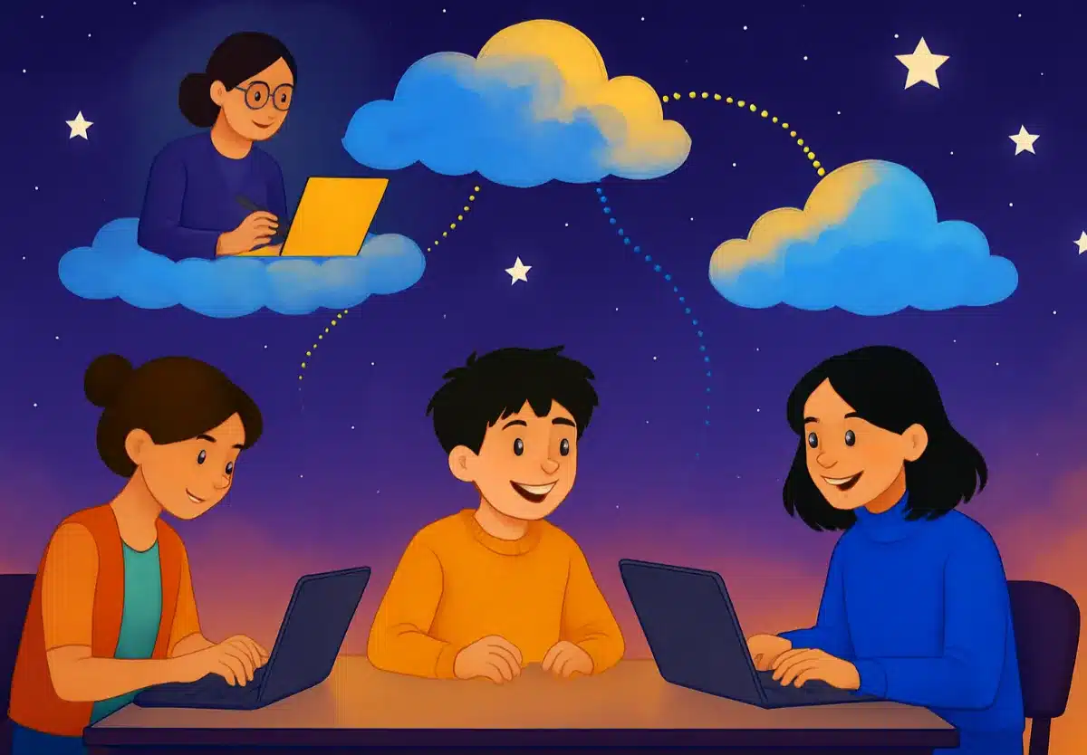 Students collaborating online